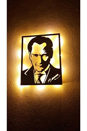 Kemal Atatürk Led Işıklı Dekoratif Aydınlatma Ahşap Mdf