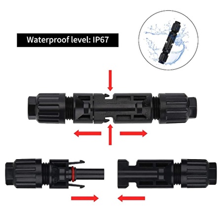 Tekli Mc4 Konnektör (Solar) Güneş Paneli Bağlantı (Erkek-Dişi)