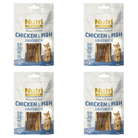 NF Tavuk&Balık Etli Sandvic Tahılsız Nutri Feline 50Gr Kedi Ödülü