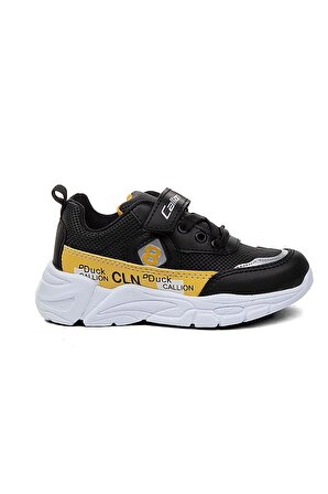 Callion 08 Deri Patik Çocuk Spor Ayakkabı Siyah Sarı