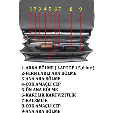 Evrak Tipi Erkek El Çantası Kilit Mekanizmalı Omuz Askılı 15,6 inç Laptop Bölmeli