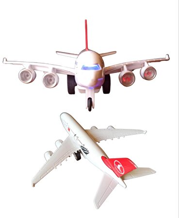 Oyuncak Türk Hava Yolları Yolcu Uçağı Sesli Işıklı Metal THY Yolcu Uçağı 23cm.