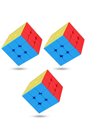 3 adet Speed Cupe Rubik Küp Zeka Küpü 3x3 Canlı Renkler Hız Küpü,Fidget Oyuncak Seyahat Zeka Oyunu