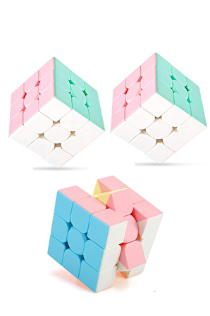 3 adet Speed Cupe Rubik Küp Zeka Küpü 3x3 Pastel Renkler Hız Küpü,Fidget Oyuncak Seyahat Zeka Oyunu