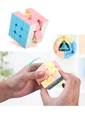 3 adet Speed Cupe Rubik Küp Zeka Küpü 3x3 Pastel Renkler Hız Küpü,Fidget Oyuncak Seyahat Zeka Oyunu