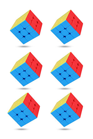 6 adet Speed Cupe Rubik Küp Zeka Küpü 3x3 Canlı Renkler Hız Küpü,Fidget Oyuncak Seyahat Zeka Oyunu