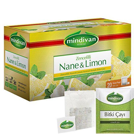 Mindivan Nane - Limon - Zencefil Organik Bardak Poşet Bitki Çayı 20'li 