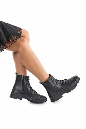 Woggo Cilt Termo Taban Kadın Günlük Bot Ayakkabı Fls 01-102 Taşlı