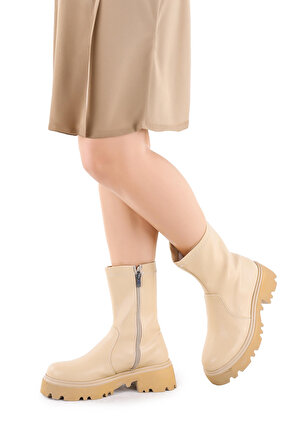 Woggo Cilt Fermuarlı Kadın Bot Ayakkabı Fls 52-810