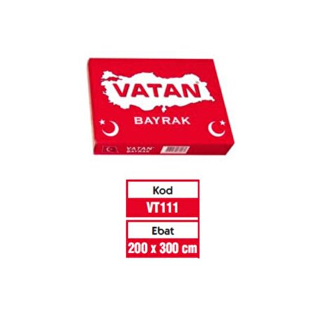 Vatan Türk Bayrağı 200x300 cm Polyester Kumaş VT111
