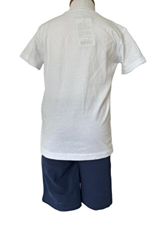 Erkek Çocuk İkili Takım Beyaz T-Shirt Lacivert Şort