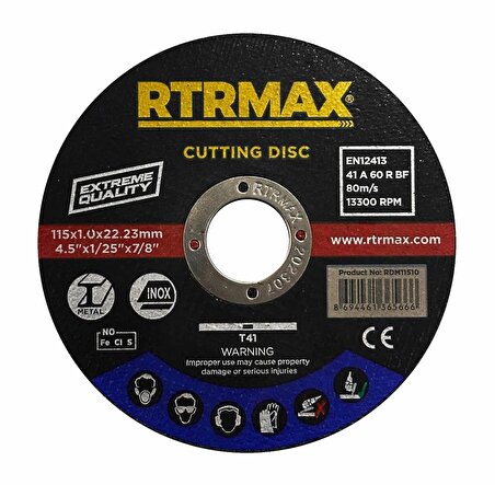 Rtrmax RDM11510 Metal Kesme Diski 115x1.0mm