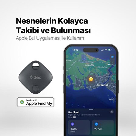 ttec Spoti Apple Lisanslı Bul Uygulaması Uyumlu Sesli Uyarı Bildirimli Akıllı Takip Cihazı