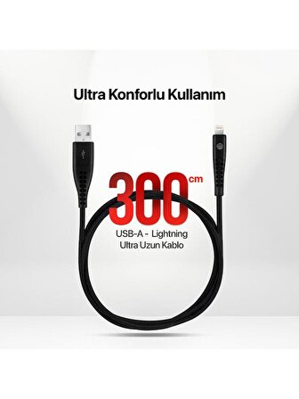 mojue by ttec Ekstra Dayanıklı USB-A - iPhone Lightning 2A Şarj Kablosu 300cm