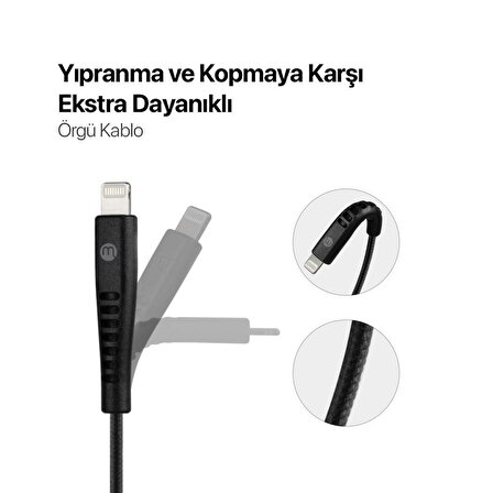 mojue by ttec Ekstra Day USB-C - iPhone Lightning 3A Kablo 120cm Siyah
