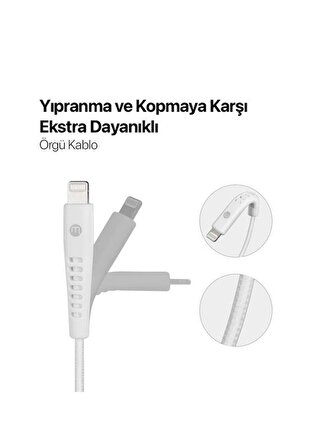 mojue by ttec Ekstra Dayanıklı USB-C - iPhone Lightning 3A Şarj Kablosu 300cm