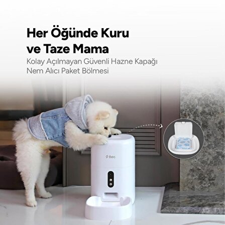 ttec Foodi Pro Full HD 3MP Kameralı Çift Yönlü Görüşmeli Otomatik Wi-Fi Akıllı Kedi/Köpek Besleyici