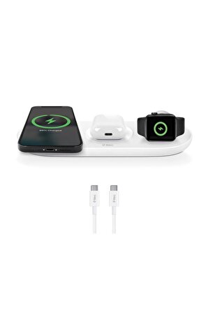 Aircharger Trio 3’ü 1 Arada Iphone + Apple Watch + Airpods Kablosuz Hızlı Şarj Aleti Uyumlu