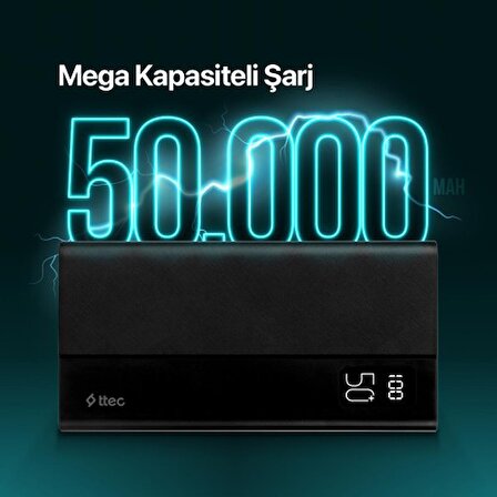 Ttec ReCharger Mega 50000 mAh Hızlı Şarj Powerbank Siyah 