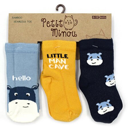 Petit Minou 3'lü Hippo Bebek Çorabı 2178