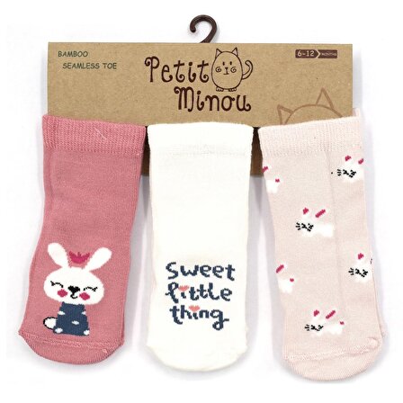 Petit Minou 3'lü Bunny Bebek Çorabı 2173