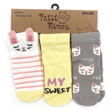 Petit Minou 3'lü 3D My Sweet Bebek Çorabı 2191