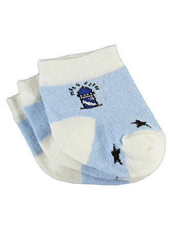 Minidamla Erkek Bebek 2'lü Çorap Set Yenidoğan Mavi