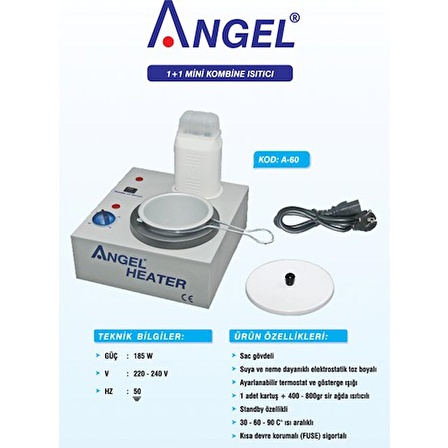 Angel Mini Kombine 1 + 1 Kartuş + Konserve Ağda Isıtıcı A-60