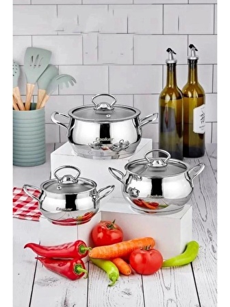 Cooker CKR3336 Lara Çelik Güveç Tencere Seti 3 Lü (12-14-16 Cm)