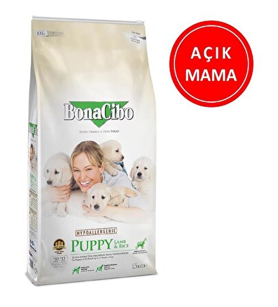 Bonacibo Puppy Lamb Rice Kuzu Etli Yavru Köpek Maması 1 Kg AÇIK