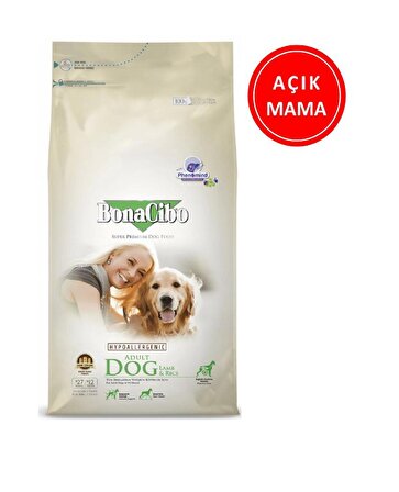 BonaCibo Adult Dog Lamb Rice Kuzu Etli Köpek Maması 1 Kg AÇIK