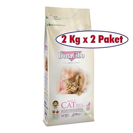 BONACİBO LIGHT & STERILISED KISIR KEDİ MAMASI 2 KG