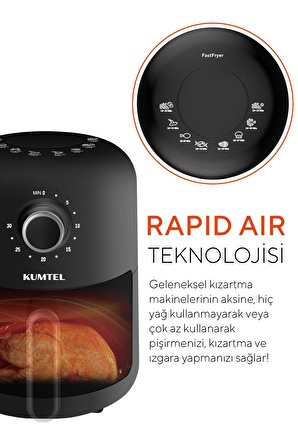 Kumtel Fastfryer HAF-05 2 lt Yağsız Airfryer Siyah