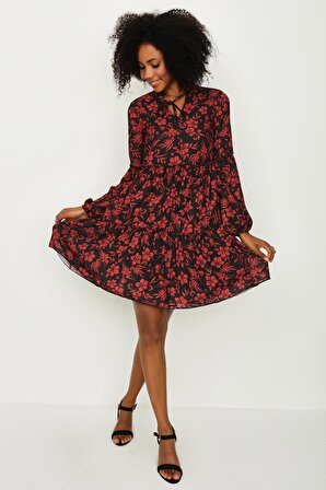 Kadın Çiçek Desenli Şifon Elbise