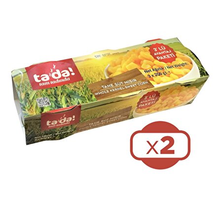 Tada Tane Süt Mısır 3 x 200 Gr x 2 Adet