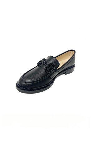 Comfort Shoes 302-24 Deri Trend Fashion Tokalı Kadın Babet