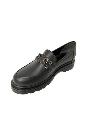 Fancy 113-24  Deri Loafer Tokalı Kadın Ayakkabı