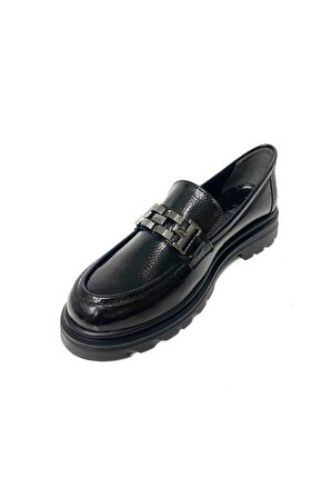 Fancy 111-24 Rugan Deri Loafer Tokalı Kadın Ayakkabı