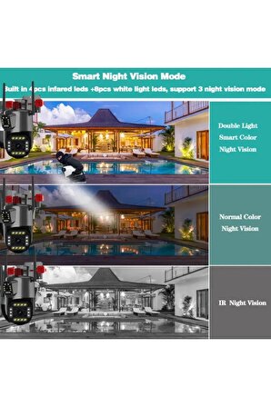 4 Mp 4K Hd Gece Görüşlü 2.4G Sd Kartlı 8X Zoom Çift Lensli Kamera Blm-49