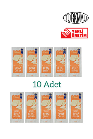 Soyulmuş Bademli Beyaz Çikolata 100gr 10 Lu Paket