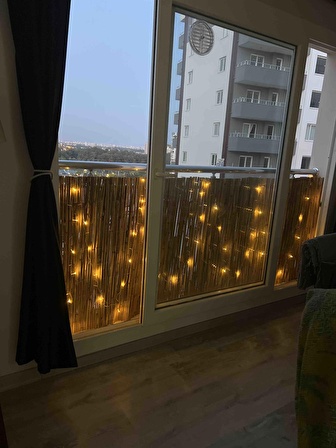 Kamış Hasır Doğal Balkon Çiti Bambu Balkon Çiti Estetik Tasarım Bambu Efektli Balkon Çiti 60x600