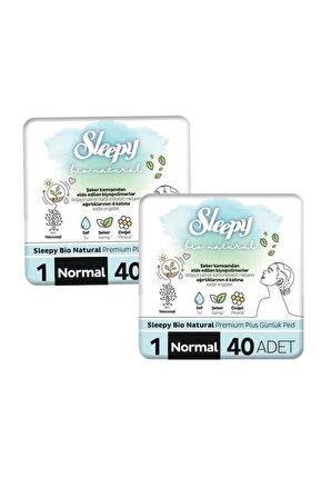 Sleepy Bio Natural Premium Plus 2x40'lı Günlük Ped
