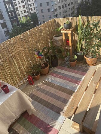 Kamış Hasır Doğal Balkon Çiti Bambu Balkon Çiti Estetik Tasarım Bambu Efektli Balkon Çiti 70x500