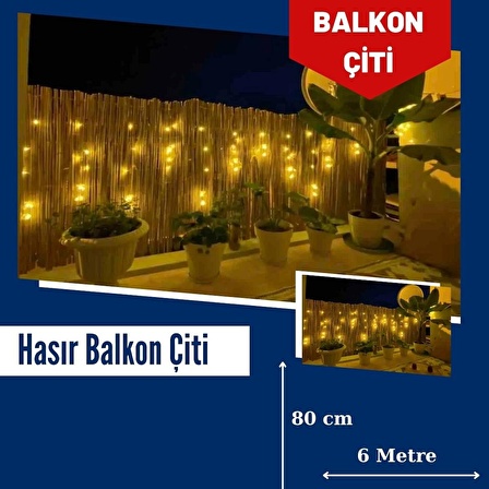 Kamış Hasır Doğal Balkon Çiti Bambu Balkon Çiti Estetik Tasarım Bambu Efektli Balkon Çiti 80 x 600