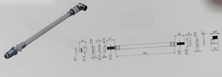 Yapıtaşı Yt122 Uzun Asma Klozet Esnek Taharet Çubuğu Dirsekli 200mm