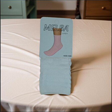 Melba Kareli Polymid Soket Çorap Beyaz