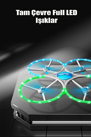Uzaktan Kumandalı Sarı LED Işıklı Başlangıç Seviye Drone Quadcopter Kamerasız Havada Sabit Kalma Özelliği