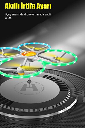 Uzaktan Kumandalı Sarı LED Işıklı Başlangıç Seviye Drone Quadcopter Kamerasız Havada Sabit Kalma Özelliği