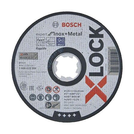 Bosch X-Lock Metal ve Inox İçin Kesici Taşlama Diski 125x1mm 25adet 2608619264