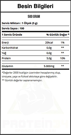 Multipower Glutamin 500g Saf Pure L Glutamine Powder 100 Porsiyon